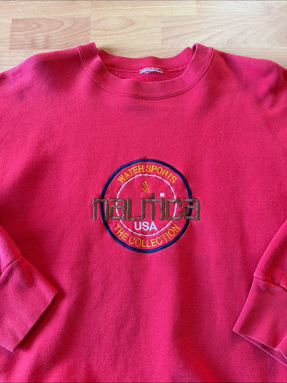 Vintage Nautical Logo Red Crewneck Sweatshirt Size XL
